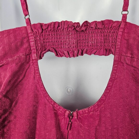 Wild Fable Womens XL Fuchsia Purple Linen Blend Sundress Adj Straps Smocked Sexy - Picture 7 of 9